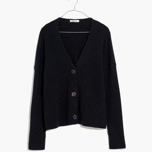 2x Plus Size Madewell Cameron Ribbed Cardigan in True Black